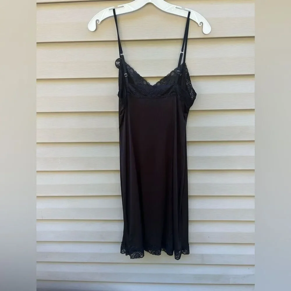 VTG Jones New York Y2K size L black lace stretch Sexy chemise slip dress NEW